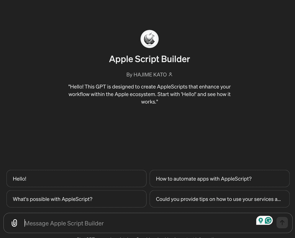 GPTs - Apple Script Builder